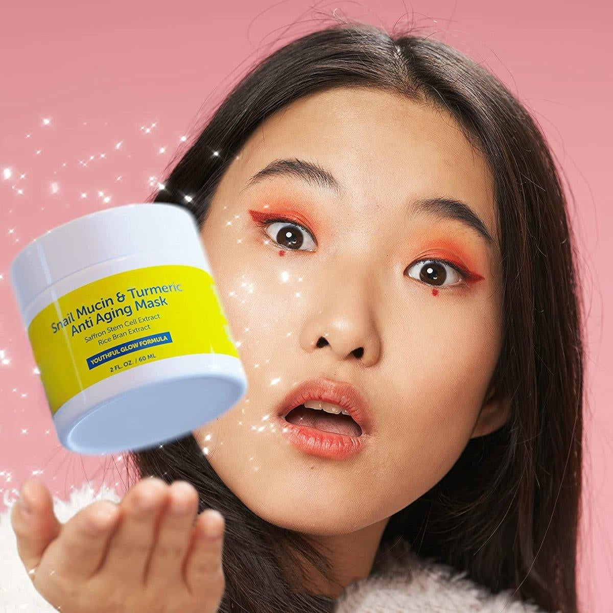Snail Mucin & Turmeric Anti-Aging Mask - Hydrating and Brightening Anti-Aging Face Mask
