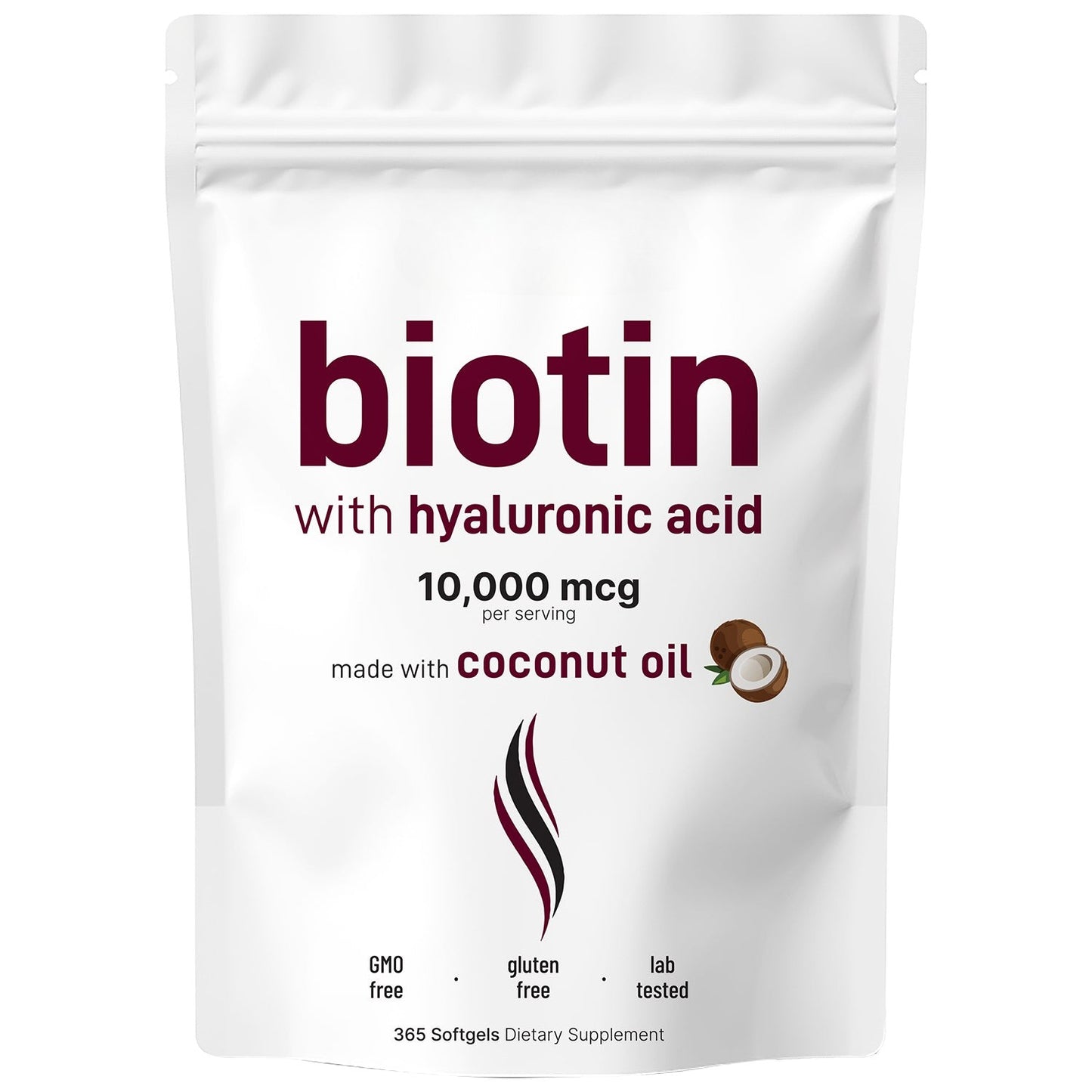 Biotin with Hyaluronic Acid – 365 Softgels for Hair & Skin