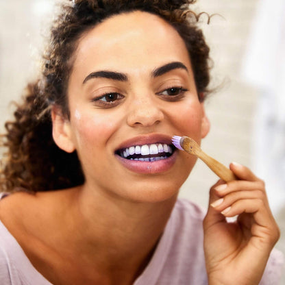 Teeth Whitening Purple Toothpaste Tablets - Minty Fresh Color-Correcting & Surface Stain Removal (30 Tabs, 60-Day Supply)