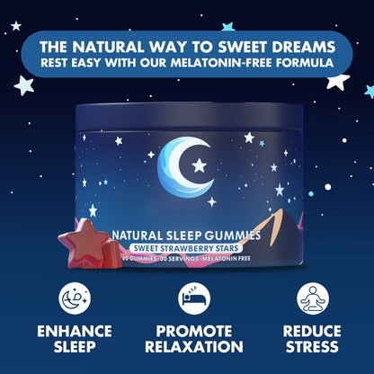 Natural Sleep Gummies – Sweet Strawberry Stars, 30 Servings