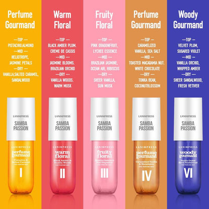 Lanimpress Samba Passion Hair & Body Perfume Mist Set – 5 Ct