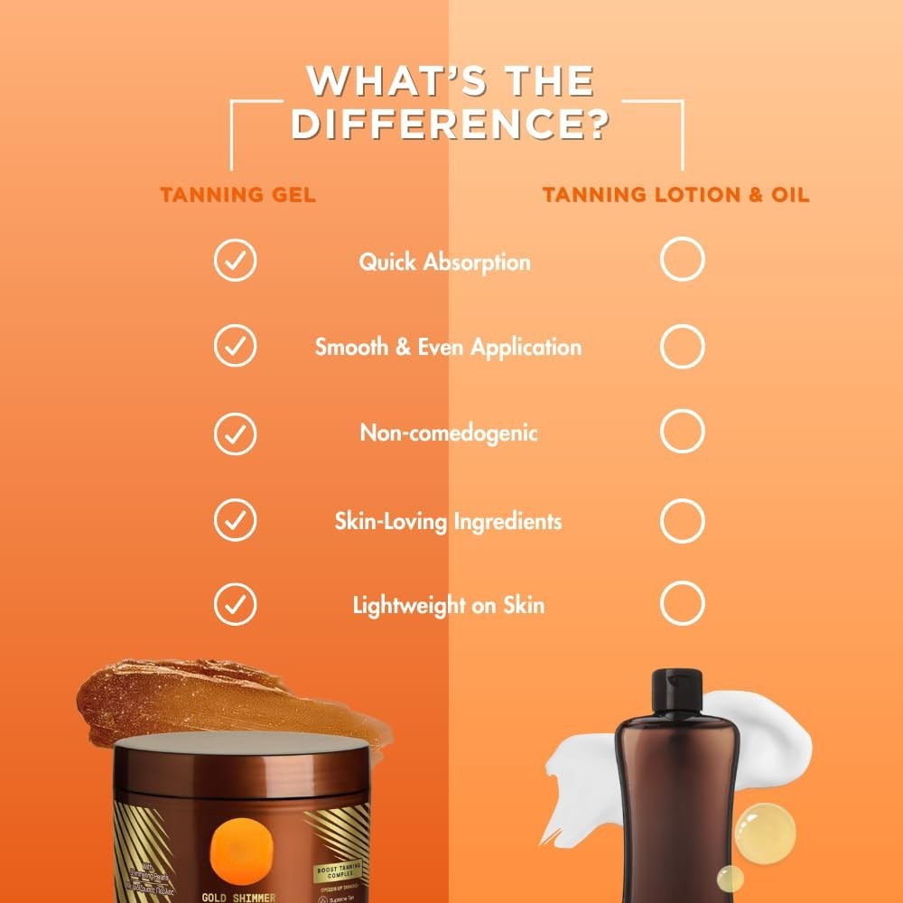 Gold Shimmer Intensive Tanning Gel – Carrot & Coconut Oil, 5 oz