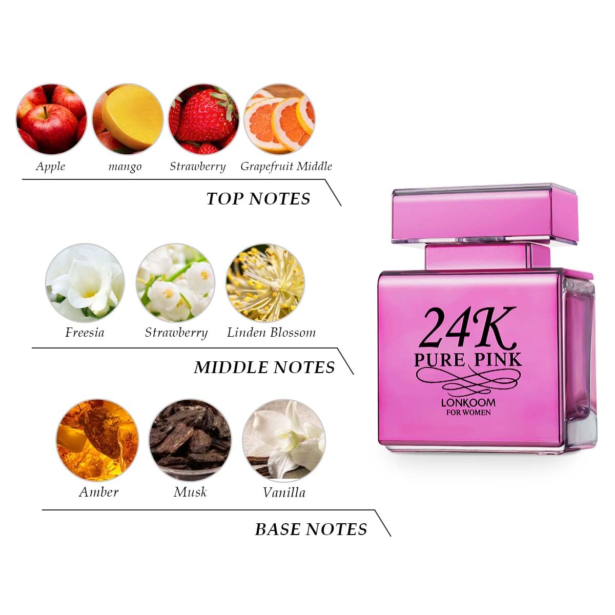 24K Pure Gold Eau de Parfum for Women – Sweet Scent, 3.4 oz