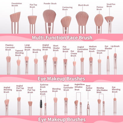 MAANGE Makeup Brush Set 27 Pcs Makeup Tool Set Premium Synthetic Foundation Powder Concealers Eye shadows Blush Makeup Brushes (27 Piece Set)