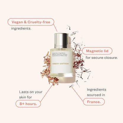 Ambery Saffron 1.7 Fl Oz (50ml) - Eau de Parfum - Inspired by Baccarat Rouge 540 - Vegan, Unisex Perfume Spray