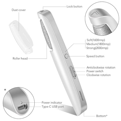 Linkevap Electric Callus Remover – Foot Scrubber Kit, White