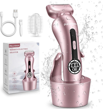 Akunbem Electric Shaver for Women – Wet & Dry Use, Blue & Pink