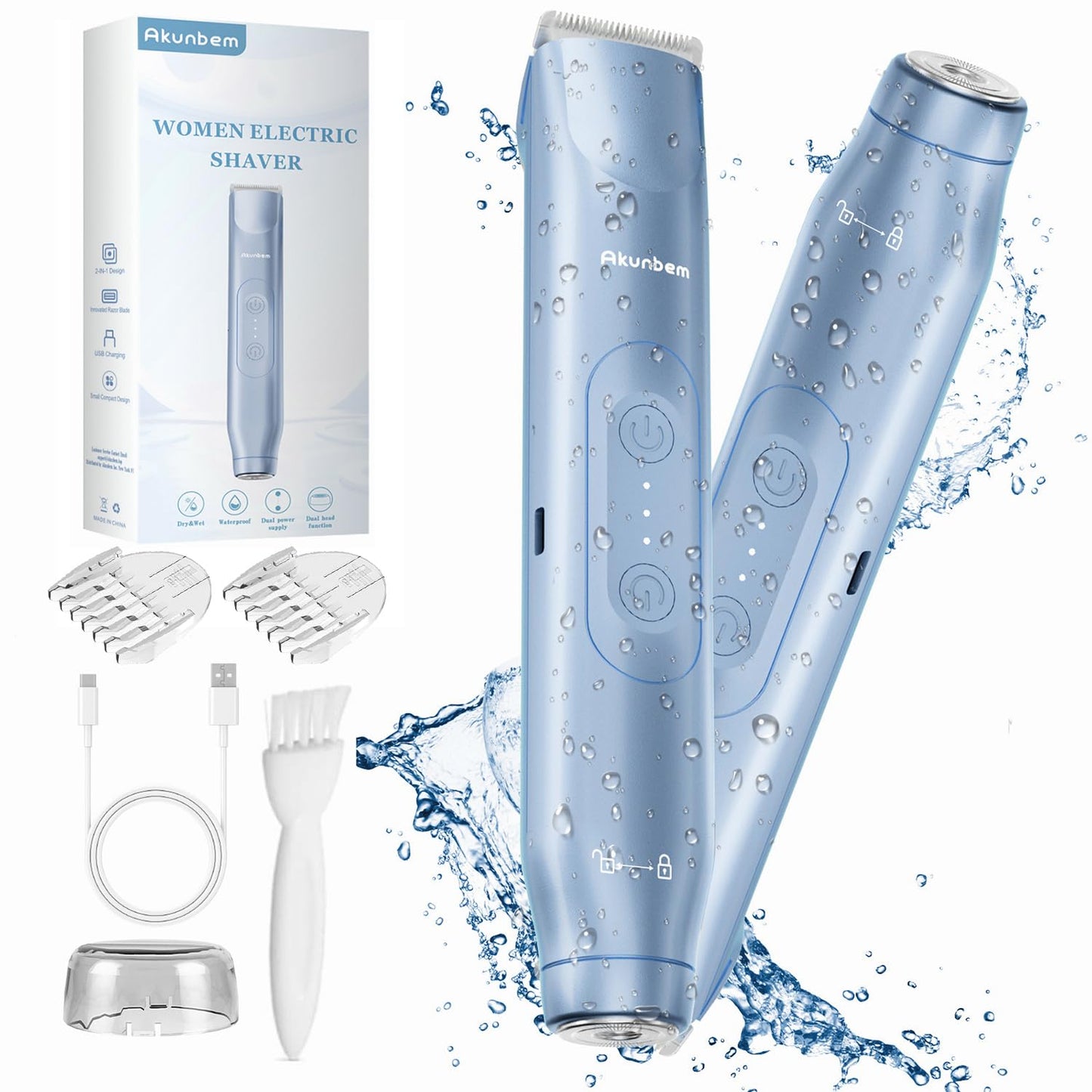 Akunbem 2-in-1 Electric Shaver & Bikini Trimmer