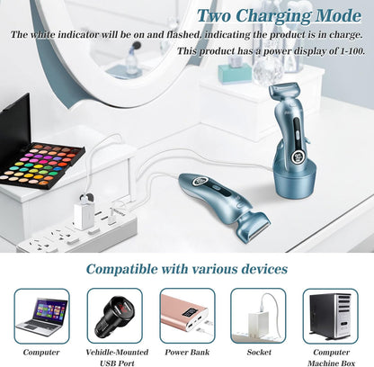 Akunbem Electric Shaver for Women – Wet & Dry Use, Blue & Pink