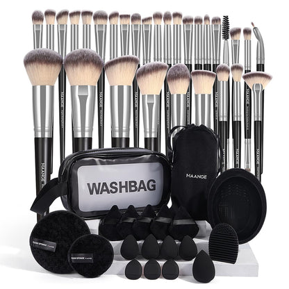 MAANGE Makeup Brush Set 27 Pcs Makeup Tool Set Premium Synthetic Foundation Powder Concealers Eye shadows Blush Makeup Brushes (27 Piece Set)