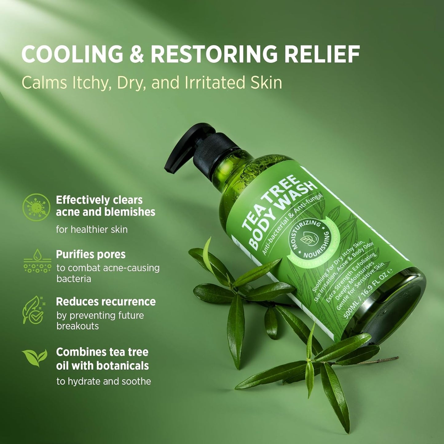 Tea Tree Body Wash – Antifungal & Antibacterial Soap, 16.9oz
