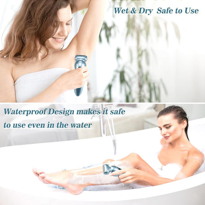Akunbem Electric Shaver for Women – Wet & Dry Use, Blue & Pink