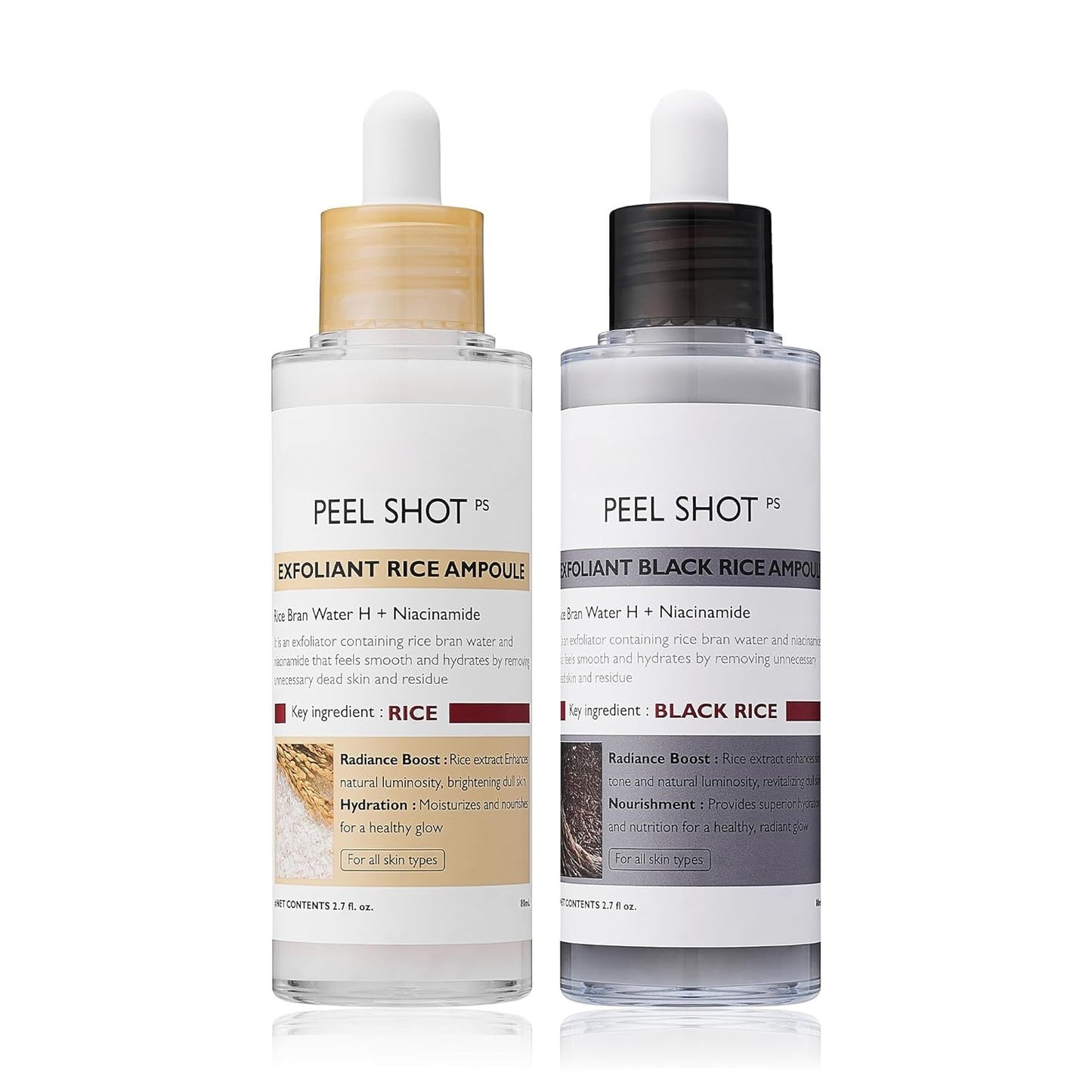 Peel Shot Glow Rice Ampoule Duo – White + Black Rice Scrub Set