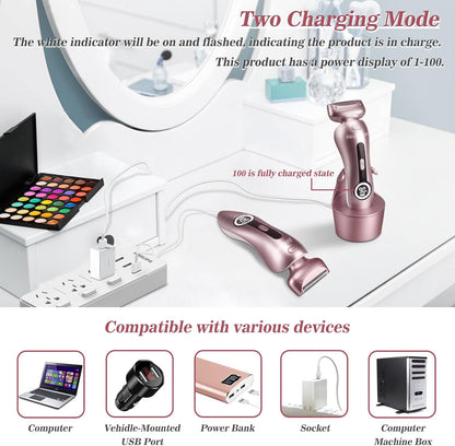 Akunbem Electric Shaver for Women – Wet & Dry Use, Blue & Pink