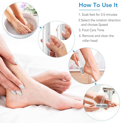 Linkevap Electric Callus Remover – Foot Scrubber Kit, White