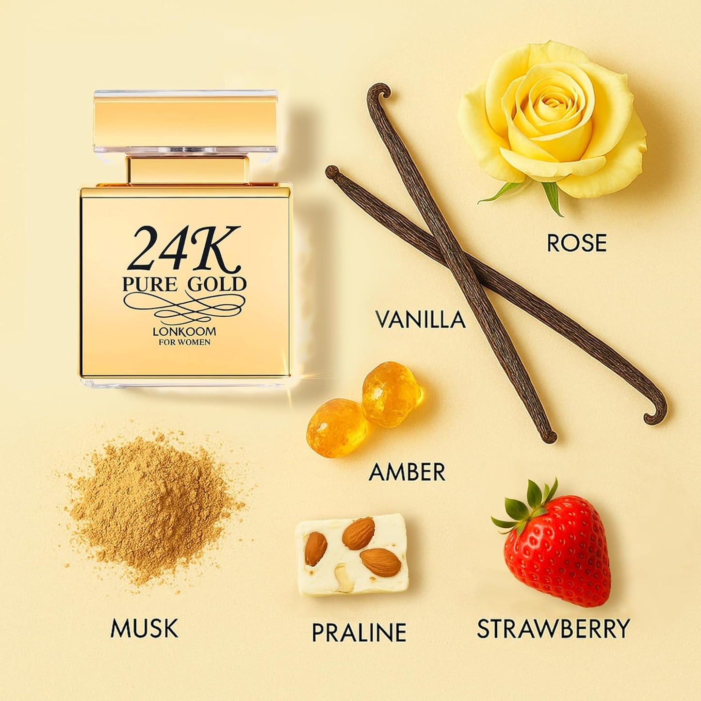24K Pure Gold Eau de Parfum for Women – Sweet Scent, 3.4 oz