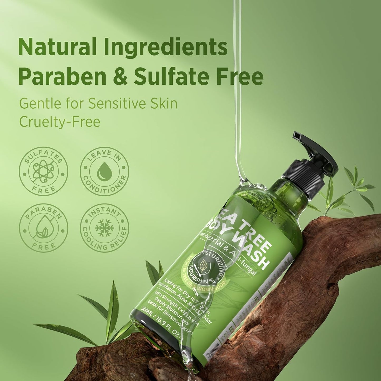 Tea Tree Body Wash – Antifungal & Antibacterial Soap, 16.9oz