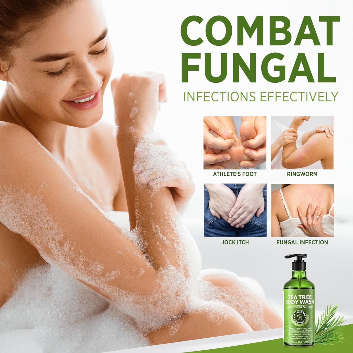 Tea Tree Body Wash – Antifungal & Antibacterial Soap, 16.9oz