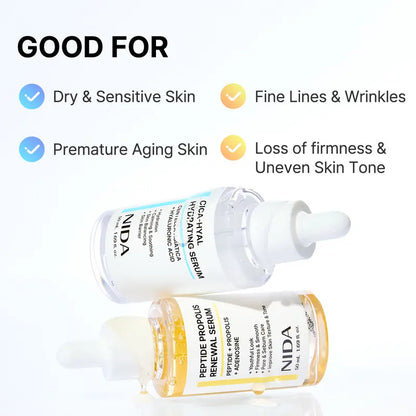 NIDA Hydrating Renewal Serum Set – Cica, Peptides & Propolis