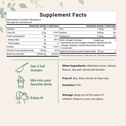 Multi Collagen Peptides Powder – Unflavored, Types I, II, III, V, X