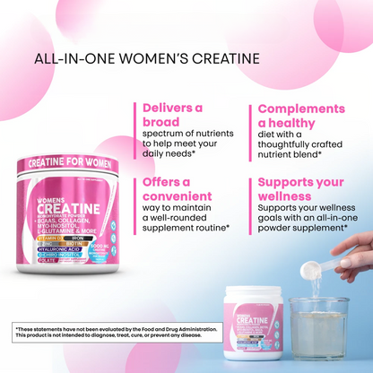 Creatine for Women – Monohydrate + BCAAs & Collagen, 30 Serv