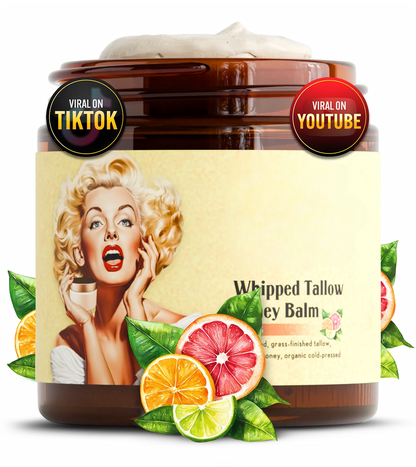 Whipped Beef Tallow and Honey Balm – 4oz Unscented Face Cream, Body Lotion, and Lip Balm
