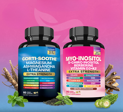 Soothe and Smooth Bundle – Cortisol & Myo-Inositol, 150 ct