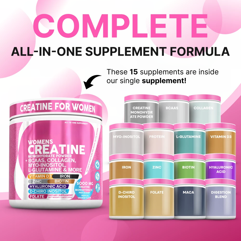 Creatine for Women – Monohydrate + BCAAs & Collagen, 30 Serv