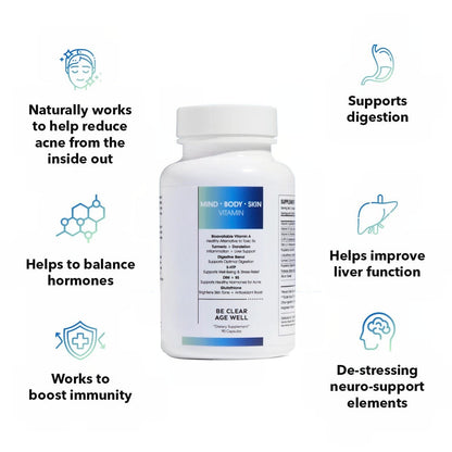 MINDBODYSKIN Hormonal Acne Supplement – Skin Support, 90ct