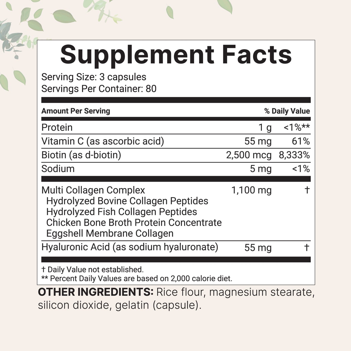 Multi Collagen Complex Pills - Type I, II, III, V, X with Hyaluronic Acid, Biotin & Vitamin C (240 Capsules)