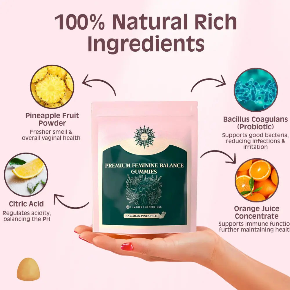 Feminine Balance Gummies - Women’s Health & Immune Support - Vegan, Gluten-Free