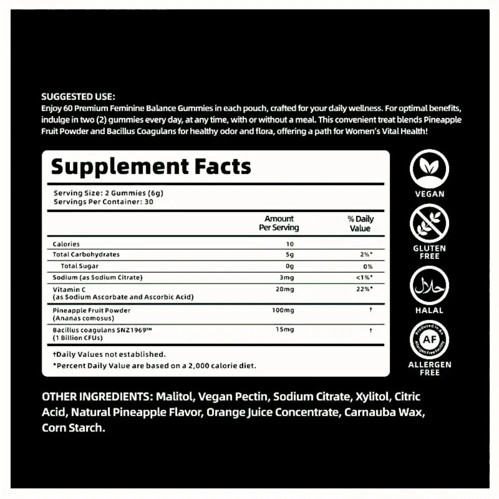 Feminine Balance Gummies - Women’s Health & Immune Support - Vegan, Gluten-Free