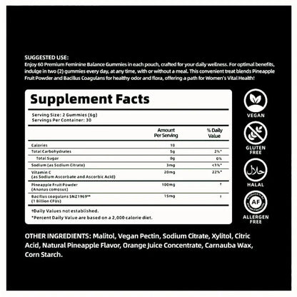 Feminine Balance Gummies - Women’s Health & Immune Support - Vegan, Gluten-Free