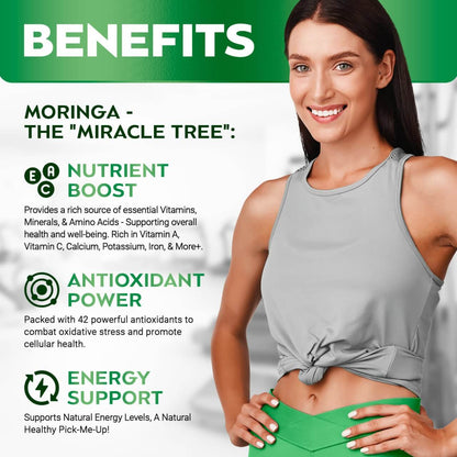 Moringa Powder Capsules – Plant-Based Supplement, 60 ct