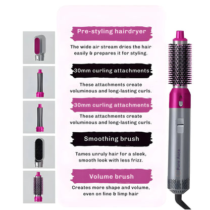 Pure Aura 5-in-1 Electric Curler

Unleash your hair’s true potential with the Pure Aura 5-in-1 Electric Curler – your all-in-one styling solution. Designed with advanced heat technology and five interchangeable attachments, this curler lets you create endless looks, from soft beach waves to glamorous curls full of volume. 