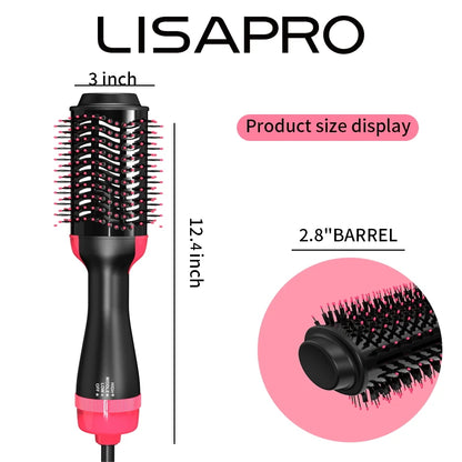 LISAPRO 3-in-1 Hot Air Brush – Hair Dryer, Volumizer & Styler