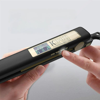 KIPOZI Salon Flat Iron Hair Straightener – Nano Titanium Plates, Dual Voltage, 15s Fast Heating & 15 Adjustable Temperature Settings