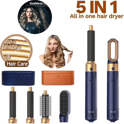 5-in-1 Hair Dryer & Hot Comb Set – Curling & Straightening Tool