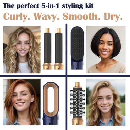5-in-1 Hair Dryer & Hot Comb Set – Curling & Straightening Tool