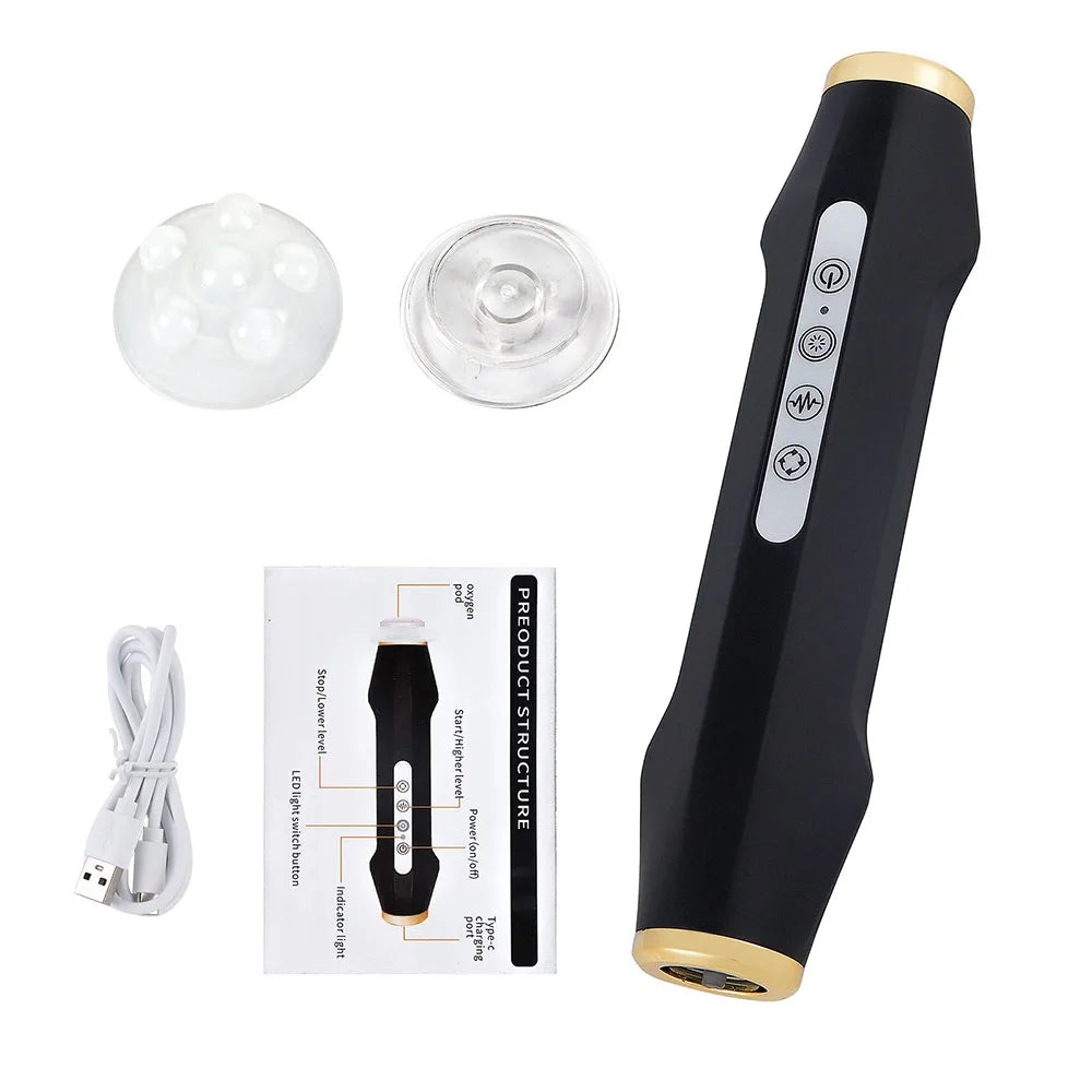 Portable CO2 Oxygen Bubble Pen - High-Frequency Vibration Facial Massager for Exfoliation and Serum Absorption
