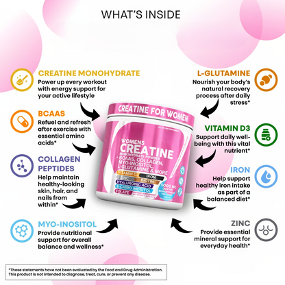 Creatine for Women – Monohydrate + BCAAs & Collagen, 30 Serv