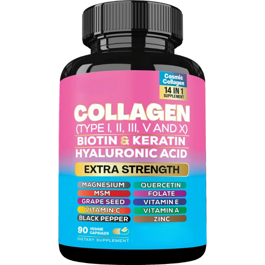 Collagen Peptide Pills – Types I, II, III, V, X + Biotin, 90 ct