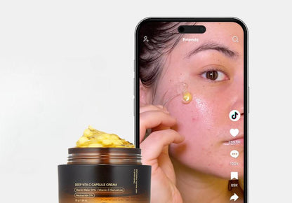 Deep Vitamin C Golden Capsule Face Moisturizer - Vitamin Golden Boba Capsule Cream for Radiant, Hydrated Skin